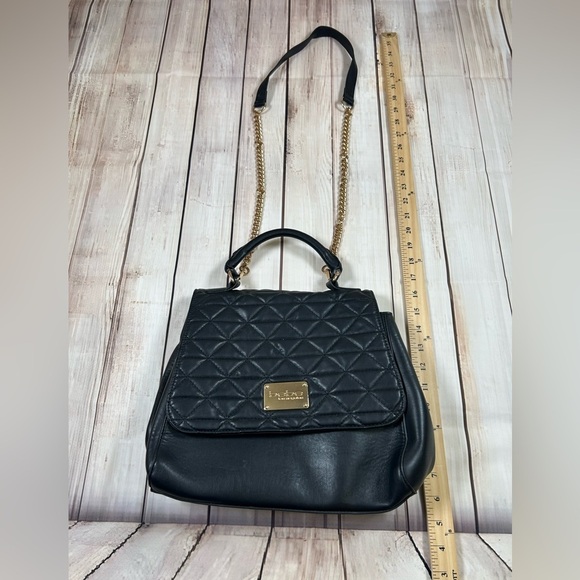 Parisian Chic Bebe Black and Gold Quilted Shoulder Bag. - Picture 14 of 14